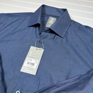 Stacy Adams Dress Shirt Men's 16-16.5 34/35‎ Navy Blue NWT